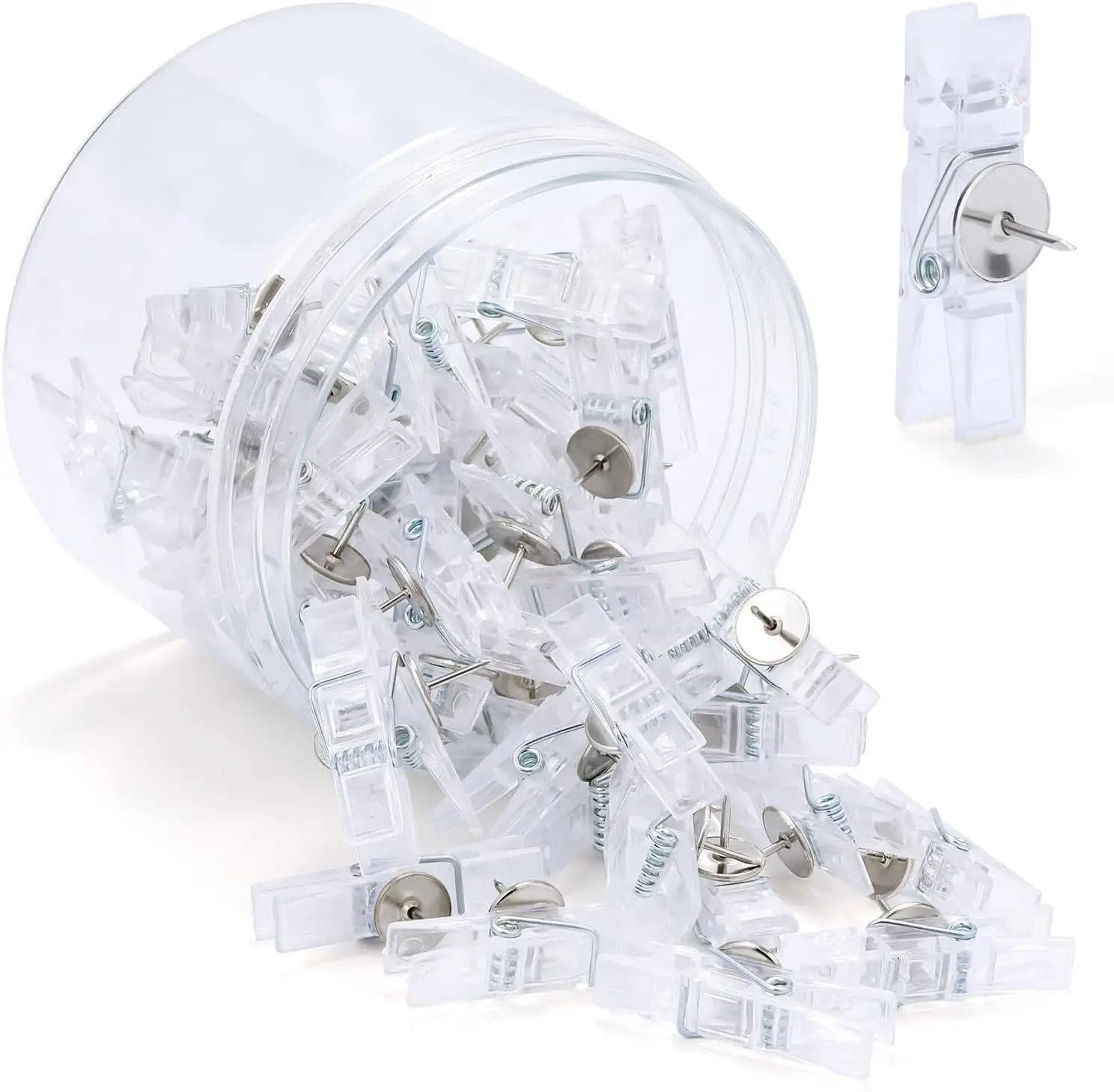 50Pcs Clear Push Pin Clips Decorative Thumb Tacks for Cork Board Photos Documents Maps Office Classroom Home Craft Projects