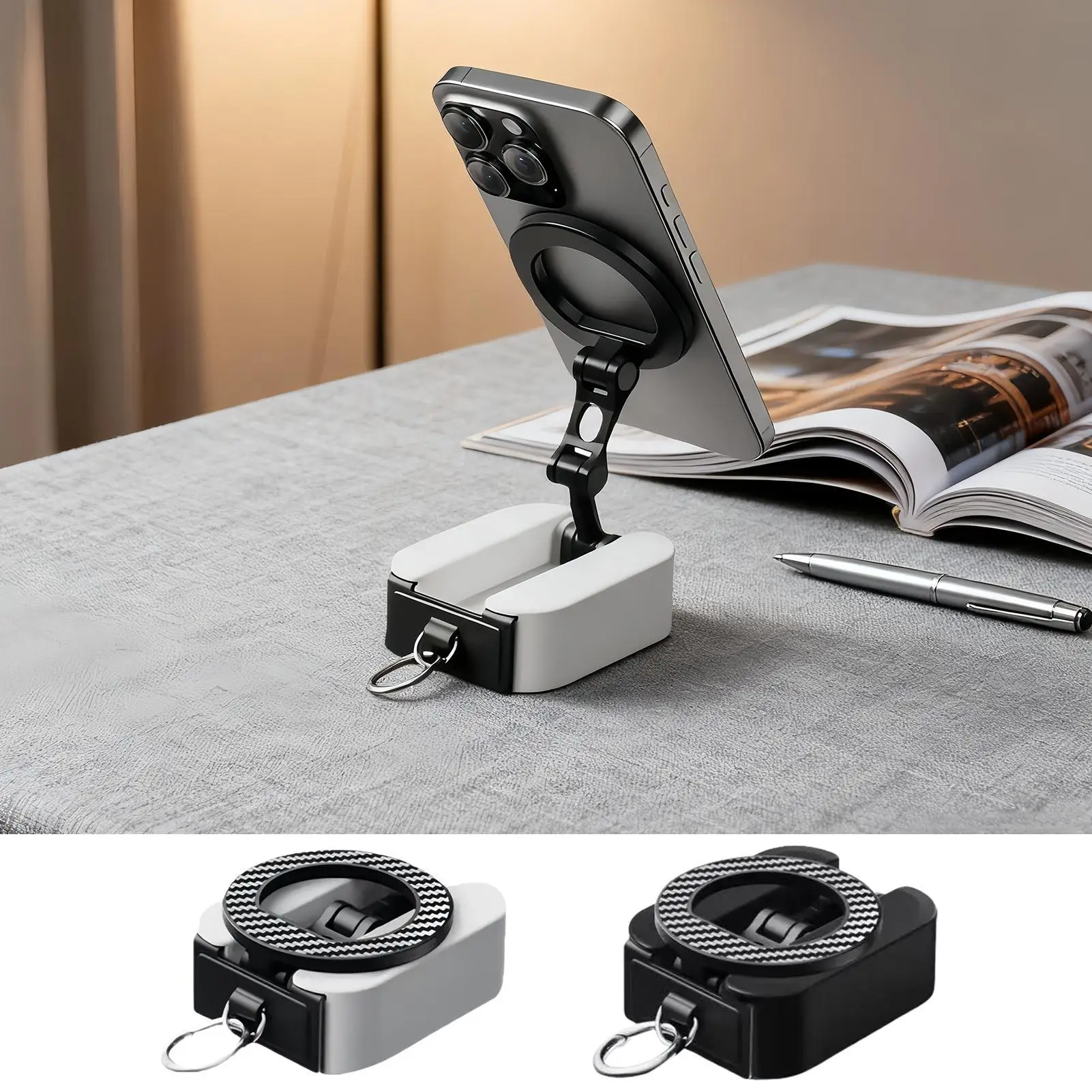 Magnetic Phone Holder Double Side Magnet Cell Phone Holder Adjustable-Angle Support Foldable Smartphone Stand for Live-Streaming