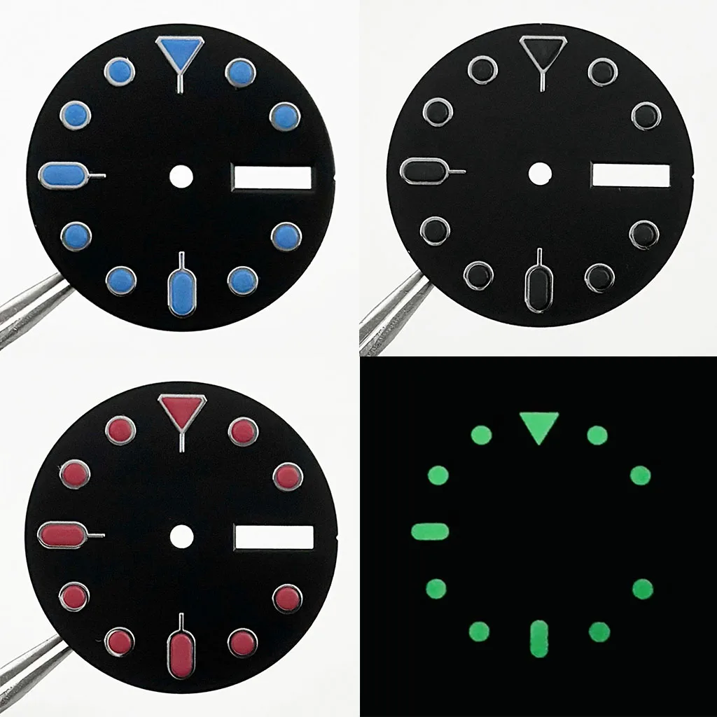 28.5mm 007 009 Dial Suitable For NH36/4R36 Movement Green Luminou Dual Calendar Colorful Nail Abalone Literal Watch Faces