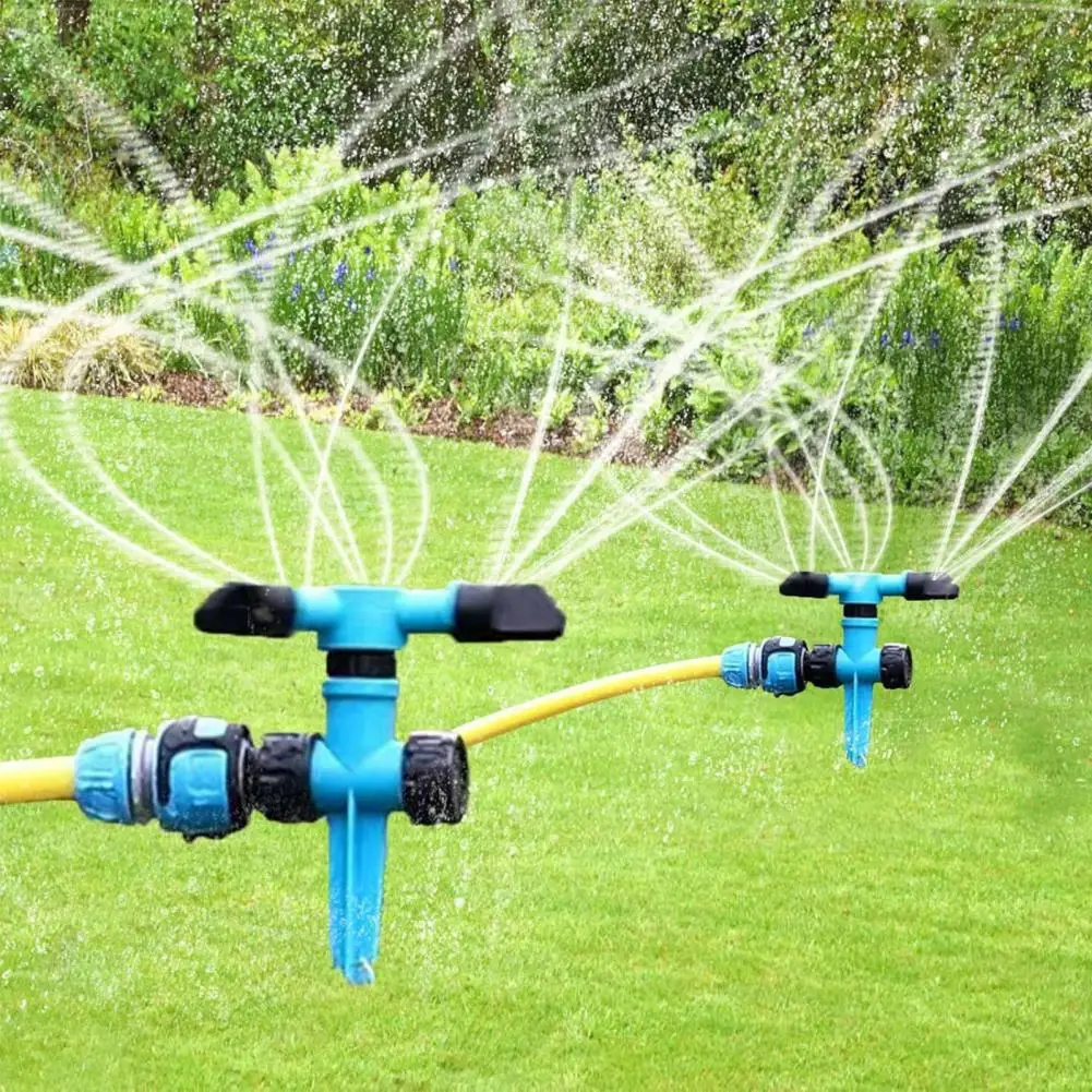 Adjustable Water Pressure Sprinkler Three-arm Garden Sprinkler 360 Degree Rotating Garden Sprinkler for Area Coverage for Plant