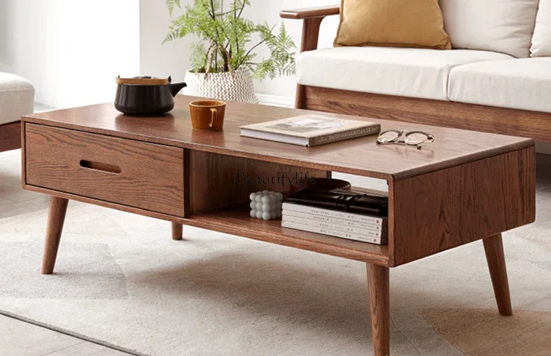 All solid wood coffee table simple modern oak furniture Nordic tea table