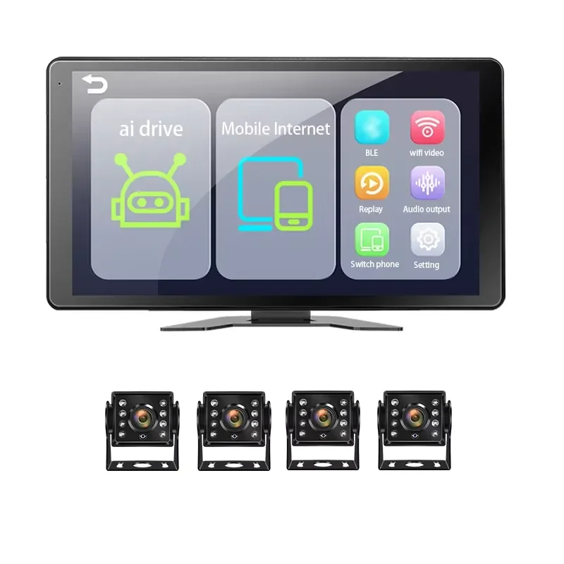 10.1 Inch 4CH Touch Screen BSD System AI Active Blind Spot Car Detection Truck DVR BSD System Support IOS Android Auto
