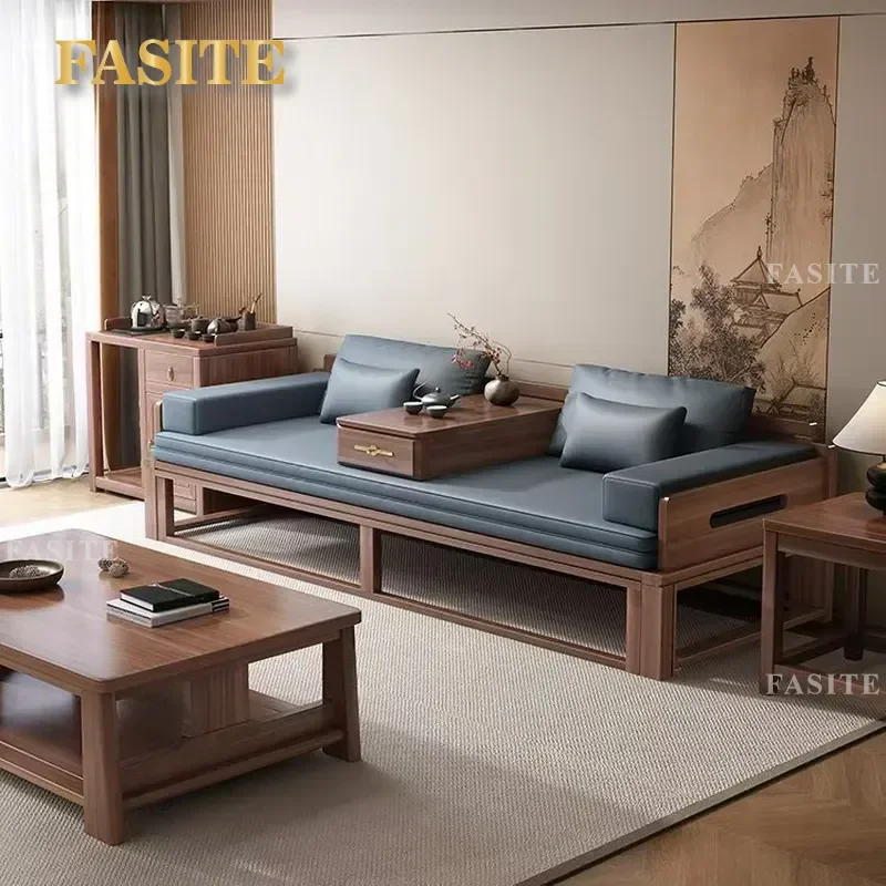 For New Chinese Ebony Solid Wood Arhat Bed Push-pull Folding Dual-purpose Storage Box Sofa Bed for Home Living Room Hotel