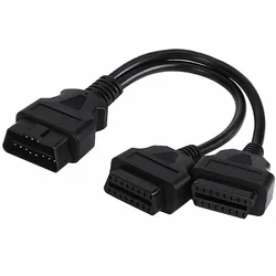 OBD2 Y-Splitter Adapter, OBDII Male to Dual Female Adapter Car Diagnosis Cable, 30cm