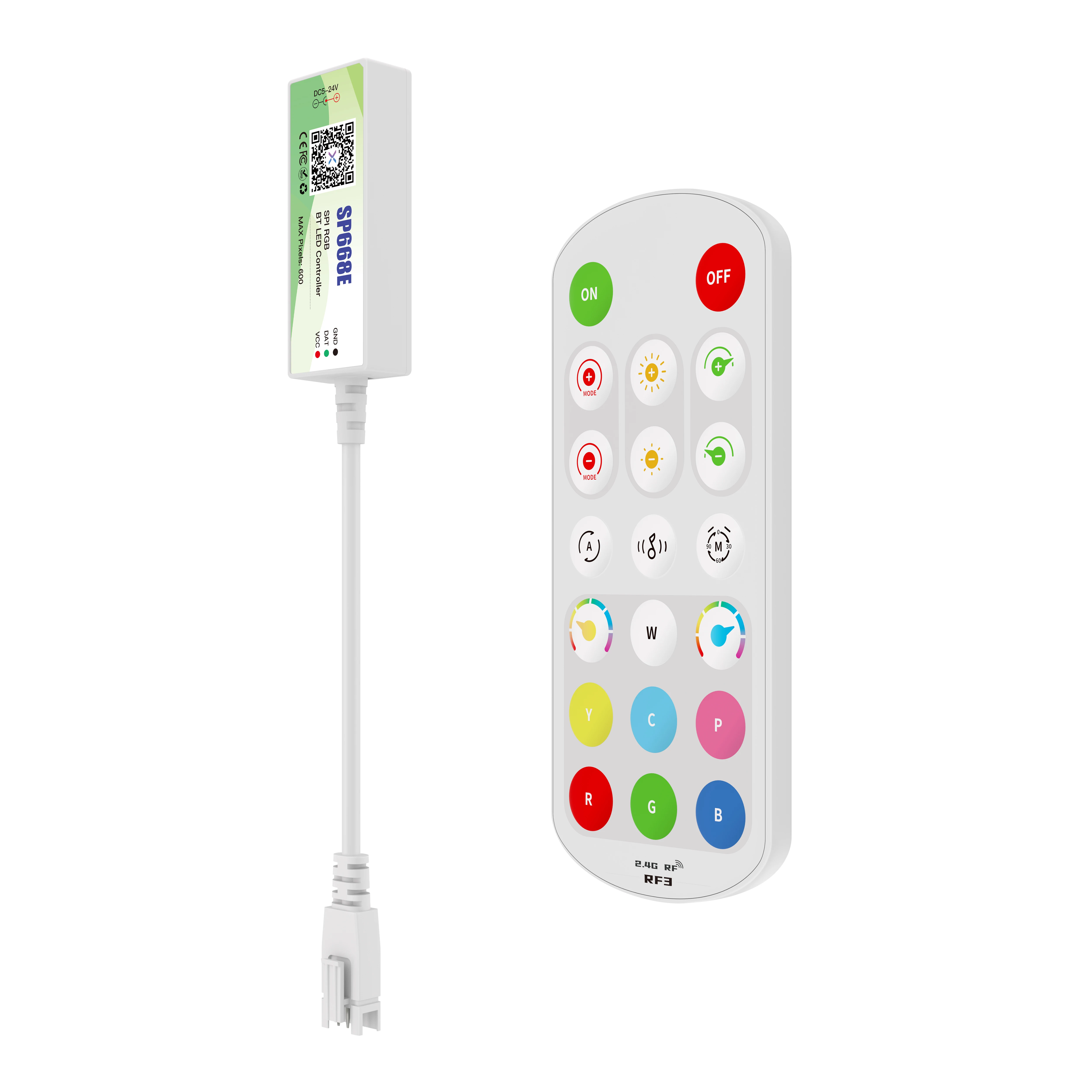 SP668E SPI RGB LED Controller 600 IC BT APP 2.4G RF Remote FCOB WS2811 WS2812B Music DIY Dynamic Effect Pixels Strip Light 5-24V