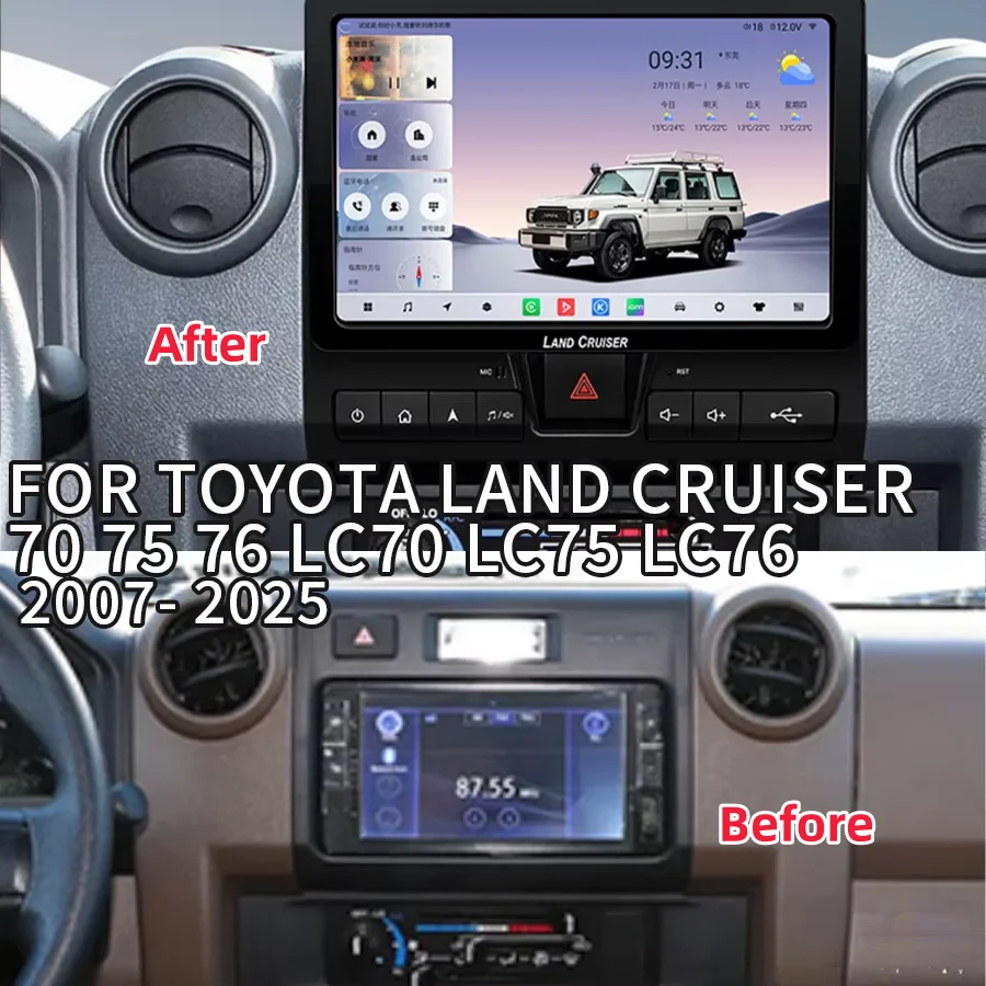 9” 2K Carplay Auto Android 15 8G+128G 4G LTE Car DVD Player Radio GPS WIFI Bluetooth For Toyota Cruiser LC70 LC72 LC76 LC79
