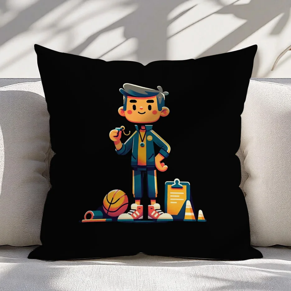 Cool Boy Sports Pillow Case, Cartoon Athlete Cushion Cover, Kids Room Decor Throw Pillow Slipcover for Sofa Bedroom Living Room