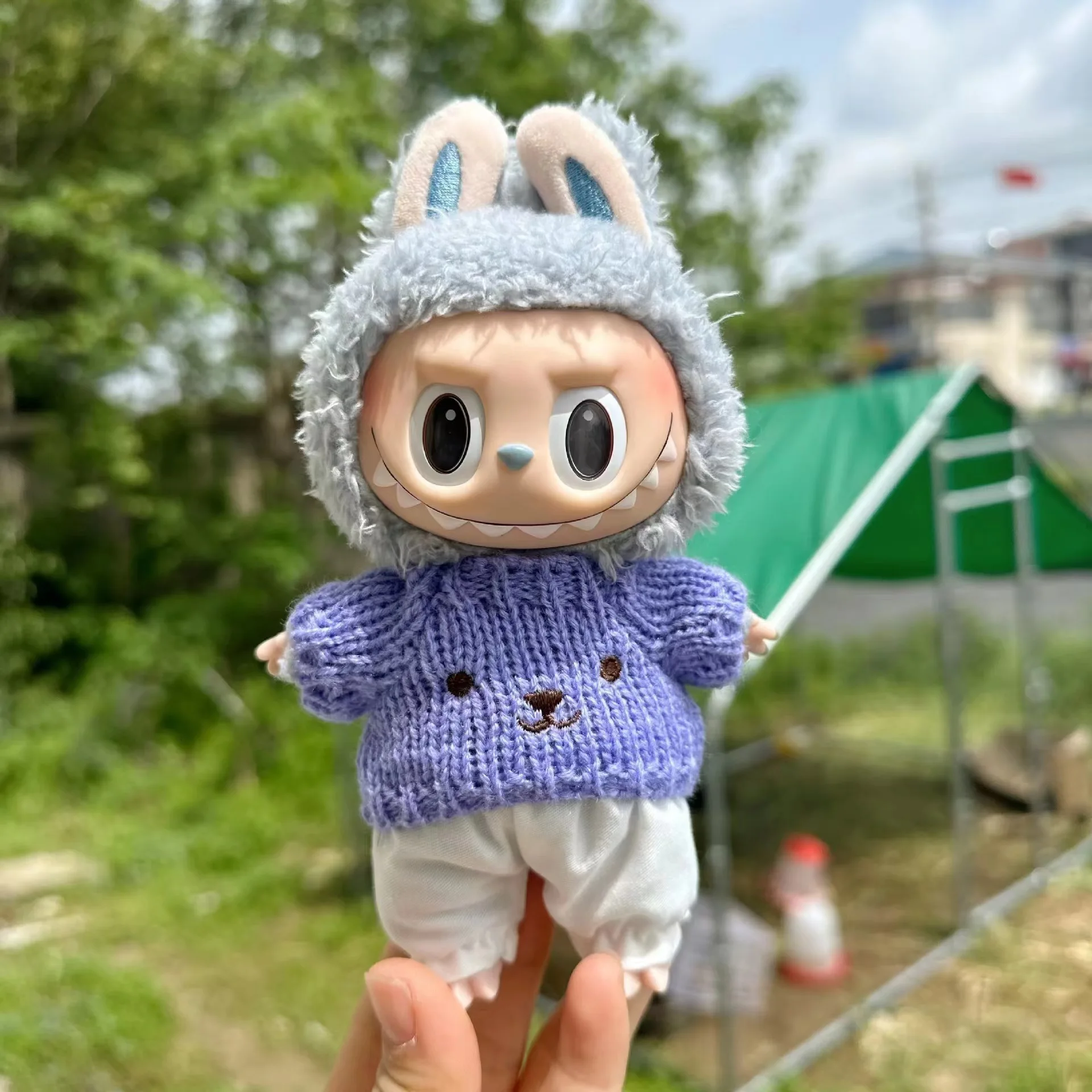 17 cm Nette Mini Plüsch Puppe Kleidung Outfit Zubehör Für Korea Kpop Exo Labubu Idol Puppen Pullover Kleidung DIY Mädchen geschenk