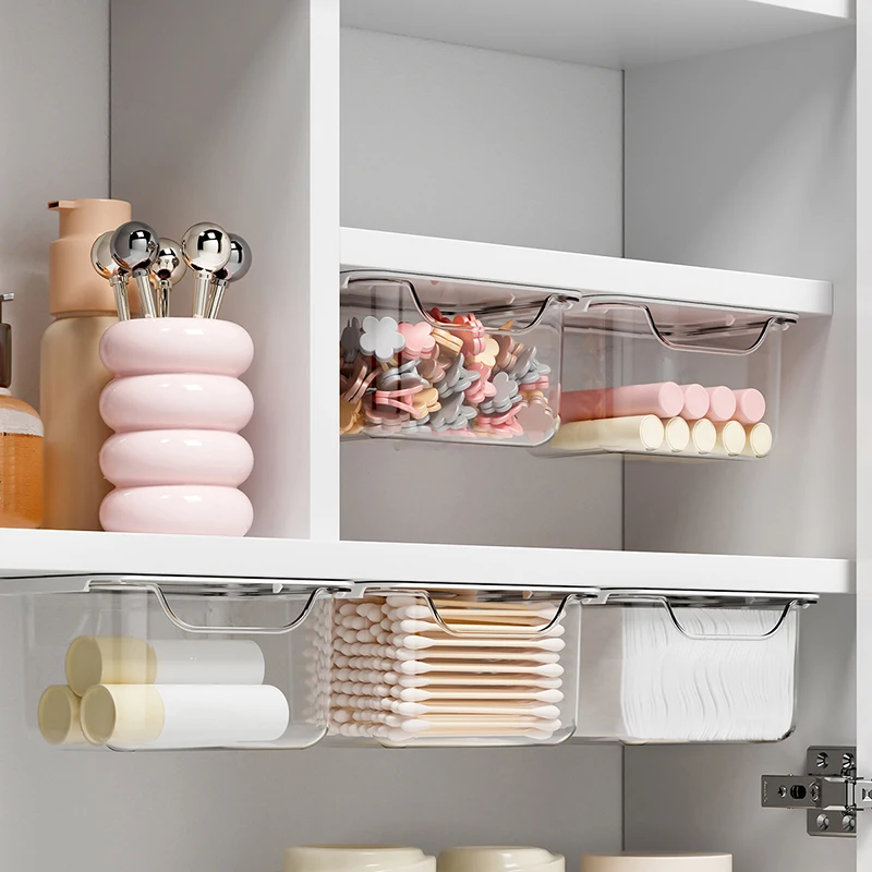 Transparent Storage Box for Makeup Cotton, Bathroom Pull-Out Style