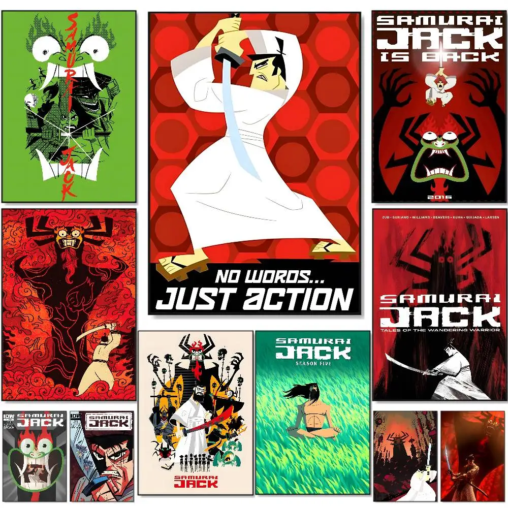 Movie S-Samurai Jack Poster HD Self-Adhesive Waterproof Posters Versatile Decor for Homes Bars Hotels More