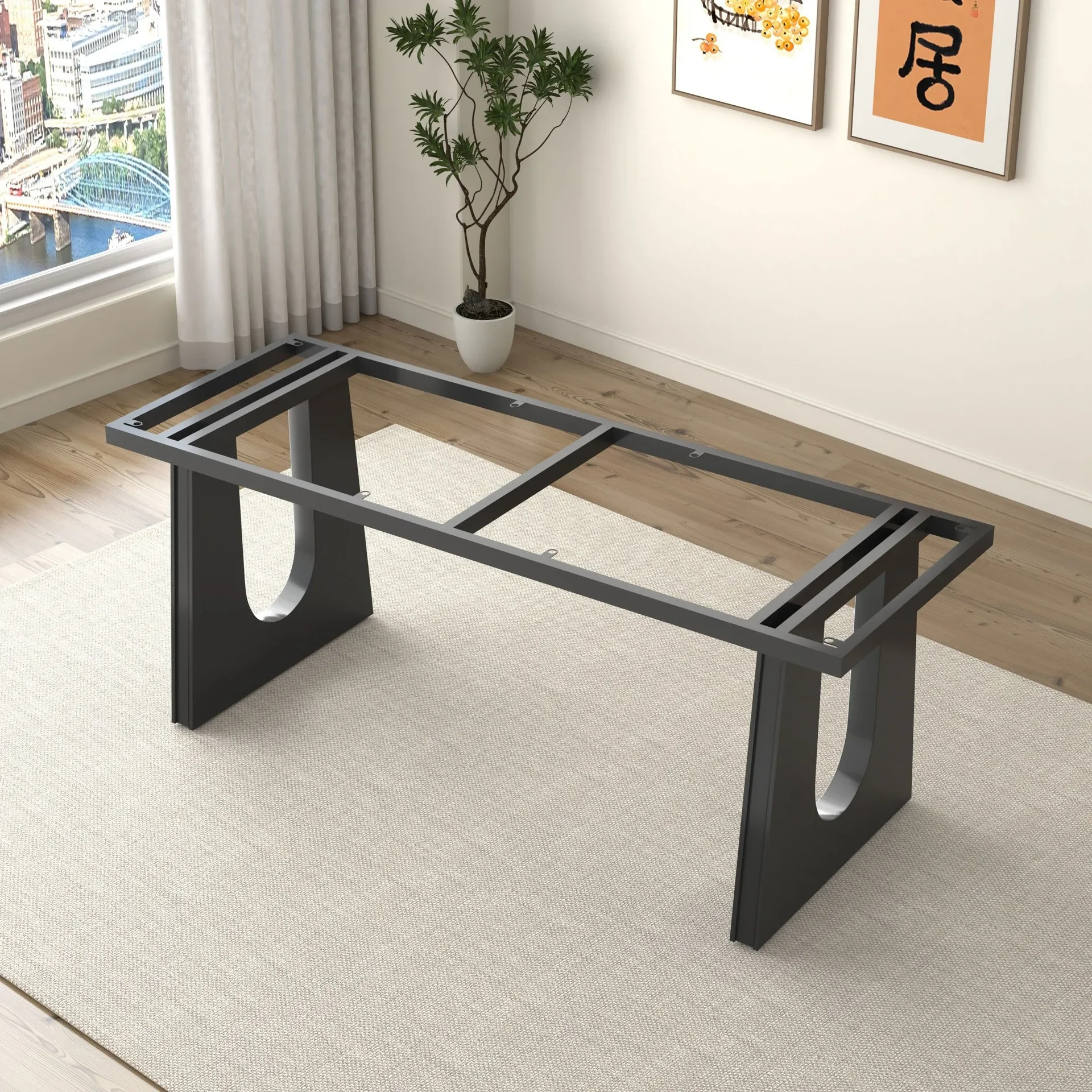 Retro Massivholz Beinhalterung Felsplatte Luxus Stein Esstisch Basis Fuß Tee Schreibtisch Desktop Stütztisch Stativ