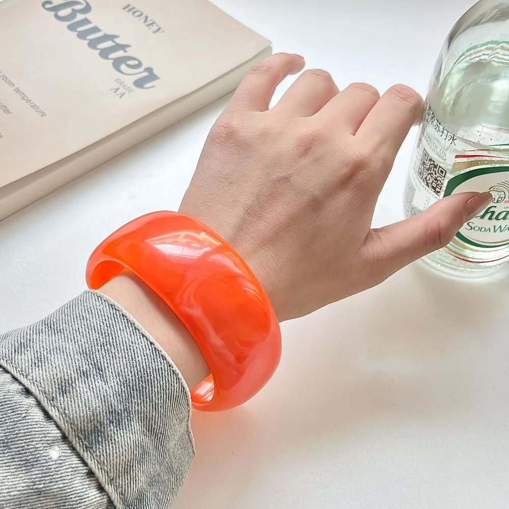 Smudging Design Acrylic Bangle Shiny Resin Material Transparent Hand Ring Transparent Irregular Bangle Jewelry Accessories