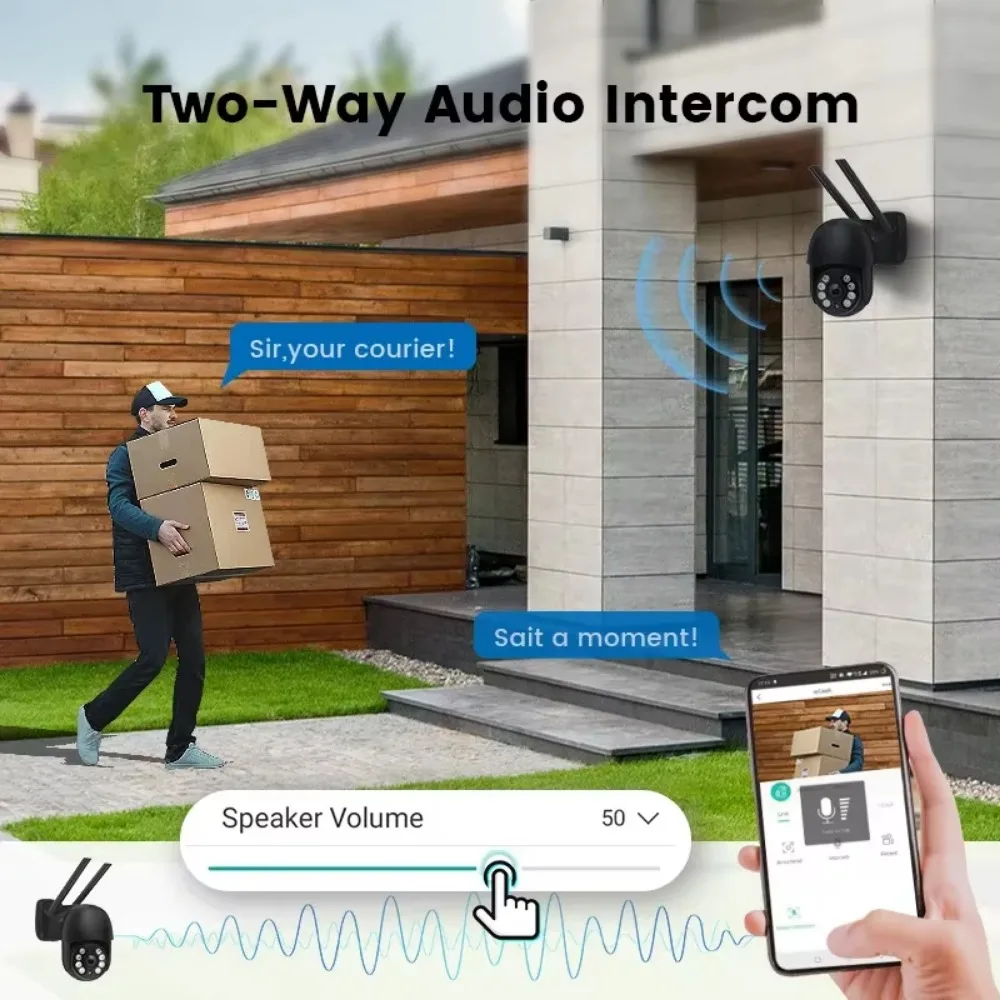 4K8MP interno e externo sem fio PTZ dome WiFi câmera IP à prova d'água bidirecional detecção de voz alarme câmeras de vídeo de vigilância