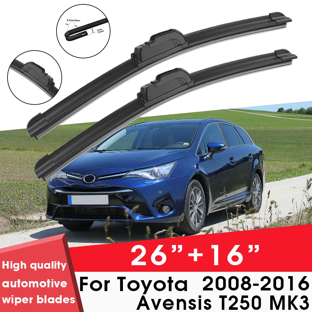 

Car Wiper Blade Blades For Toyota Avensis T250 MK3 2008-2016 26"+16" Windshield Windscreen Clean Rubber Silicon Cars Wipers