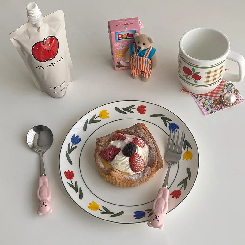 

Ceramic Flowers Serving Plate Microwaveable Handmade Trinket Dish Breakfast Dinner Set Porcelain Pratos De Jantar Dinner Plates