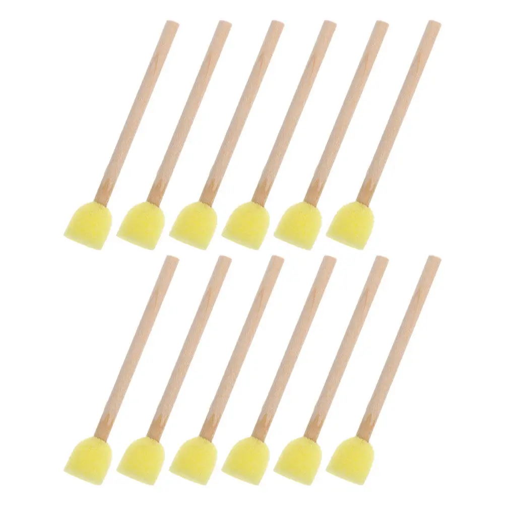 30pc Round Sponge Paint Brushes for Kids DIY Kindergarten Graffiti Tools with Wooden Handle Art Sponges for Ideal for School