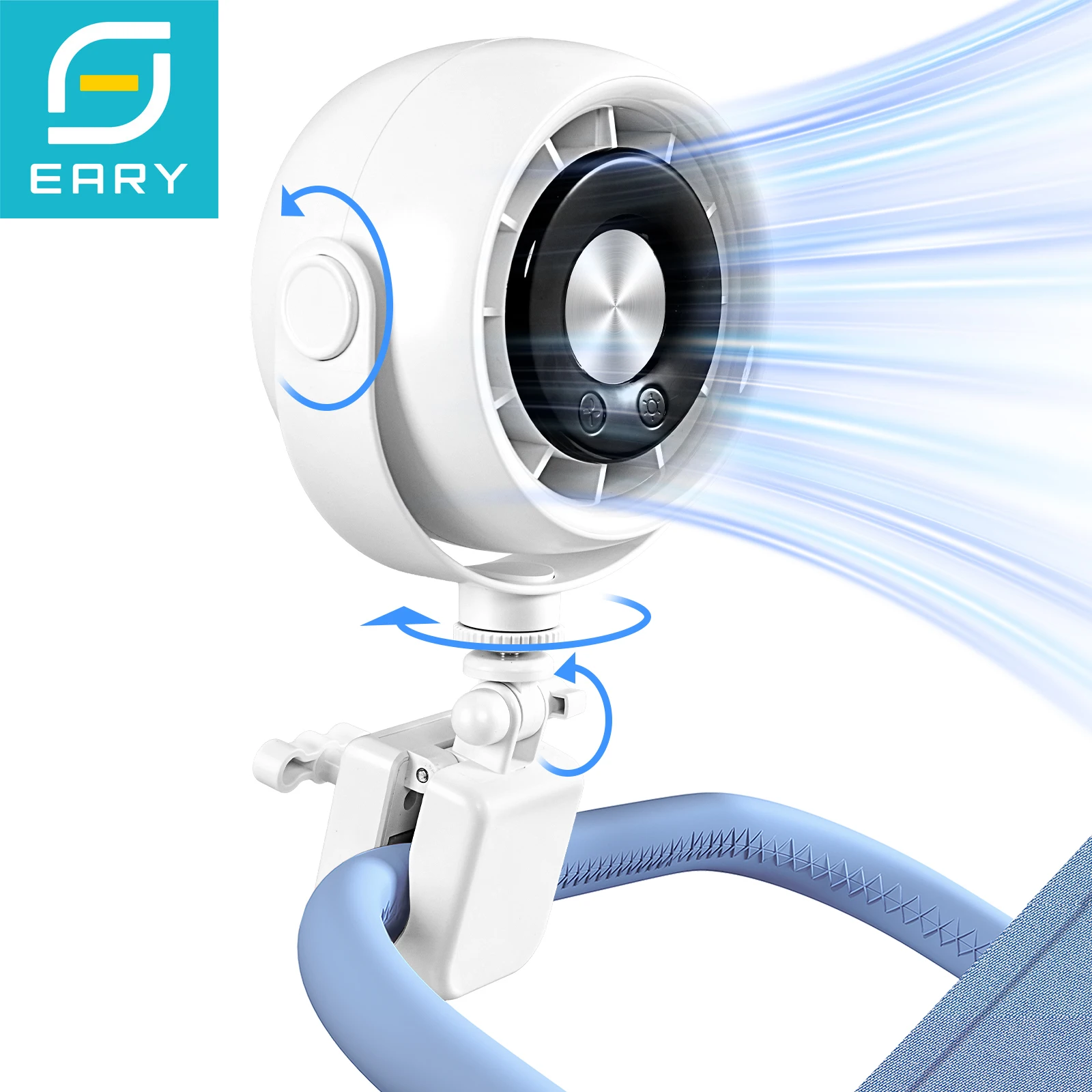 

Eary 4000mAh Stroller Clip On Fan 360° Rotation Portable Fan 4 Speeds Wind USB Rechargeable Desktop Fan for Baby Carriage Crib