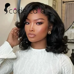 Perruque Bob Lace Closure Wig Body Wave Naturelle, Cheveux Courts, 4x4, 13x4, Partie T, pour Femme