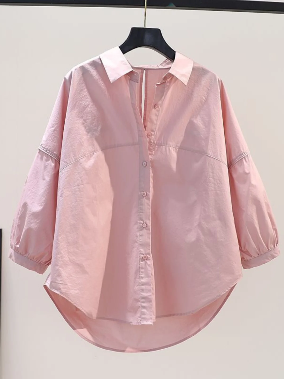 

Свободный крой из хлопка irt, женский топ большого размера в стиле пэчворк Lazy Sle на пуговицах ort Sve Pure Color с воротником обычной длины