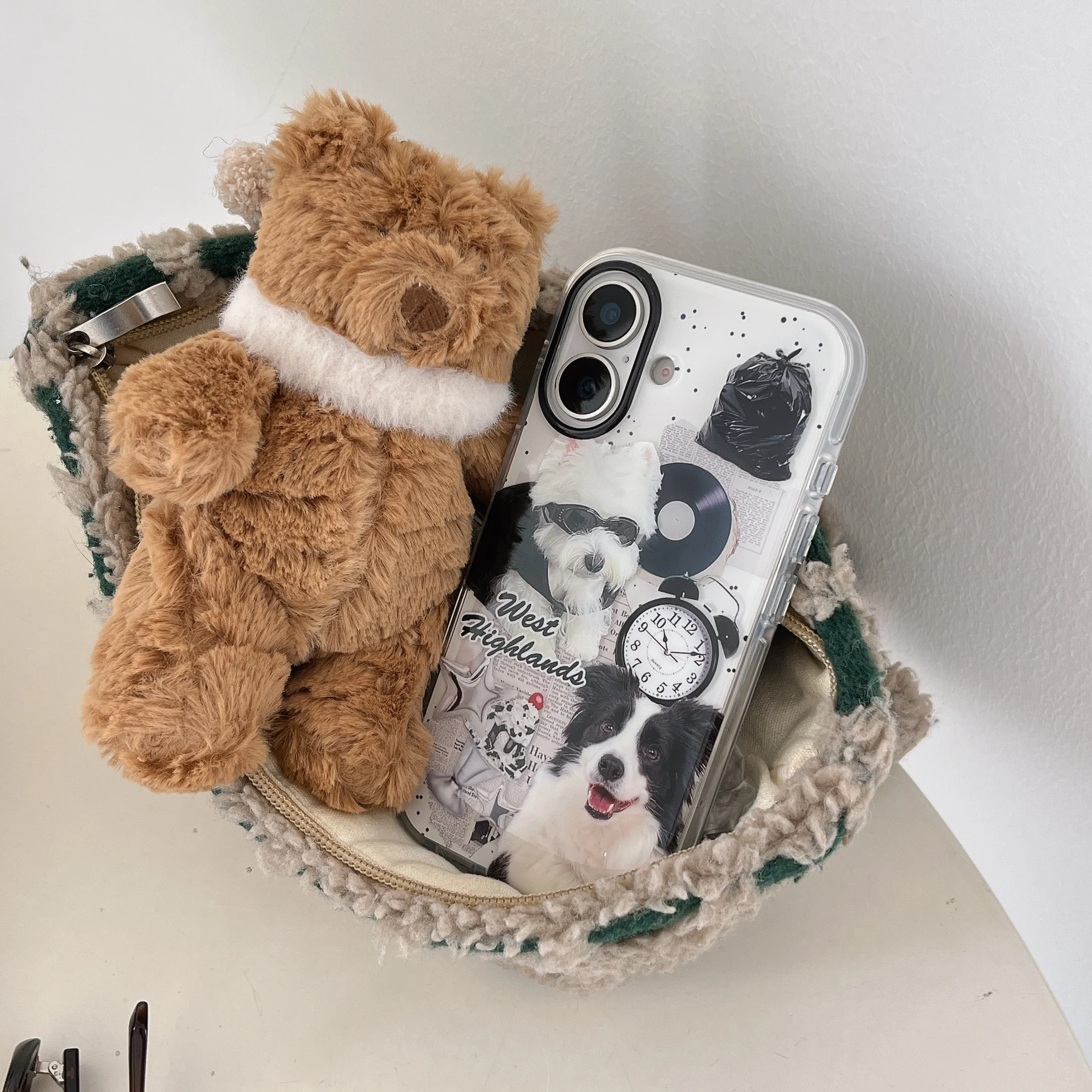 Retro-Stil-Record- und coole Hunde-Handyhülle für iPhone 16, Pro Max 15 14 13, Rückseite, Geschenk