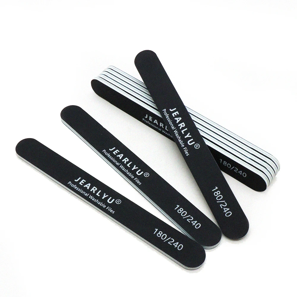5/10 個黒サンドペーパー爪やすりバッファー 180 240 グリット研磨サンディングファイルストリップ除去爪キューティクルペディキュアマニキュアツール