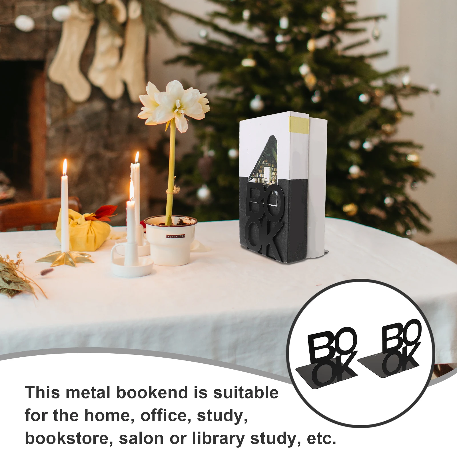 

Bookend Decorative Bookends Desktop Accessories Metal Letter Student Black Office