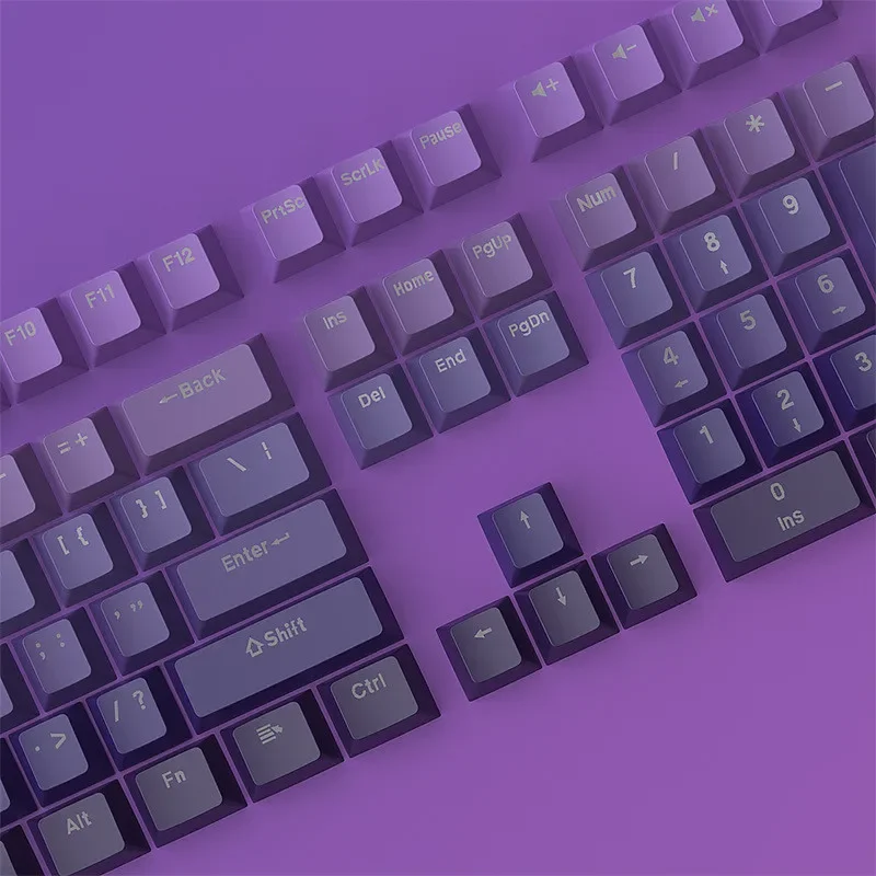 Imagem -06 - Gradiente Roxo Através da Luz Keycap Doubleshot Pbt Oem Perfil para Todos os Tipos mx Teclado Mecânico 134 Teclas