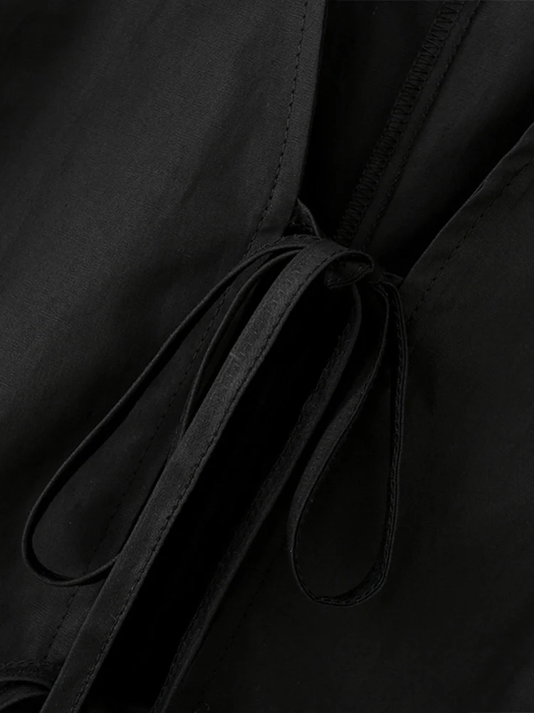 Estilo europeu nova moda feminina versátil temperamento cor sólida lapela manga longa arco decoração camisa de popeline