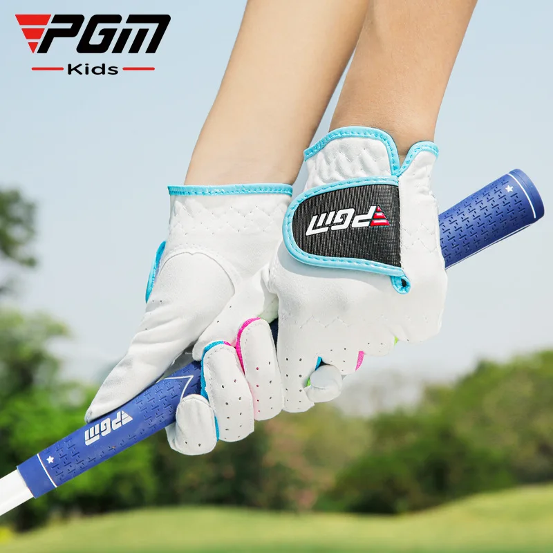 PGM Outdoor Sport Superfine Fiber Cloth Golf Gloves Boys Girls Golf Gloves  Breathable Anti-Slipping Gloves White /Pink