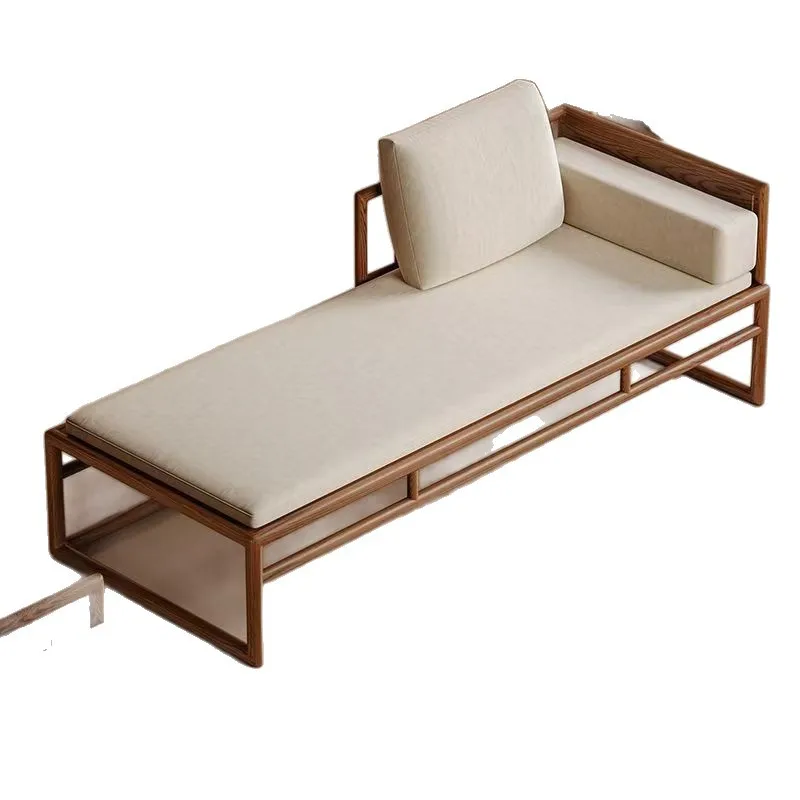 

New Chinese-style all-solid wood bed, soft bag sofa bed, modern simple high-end home living room tea room