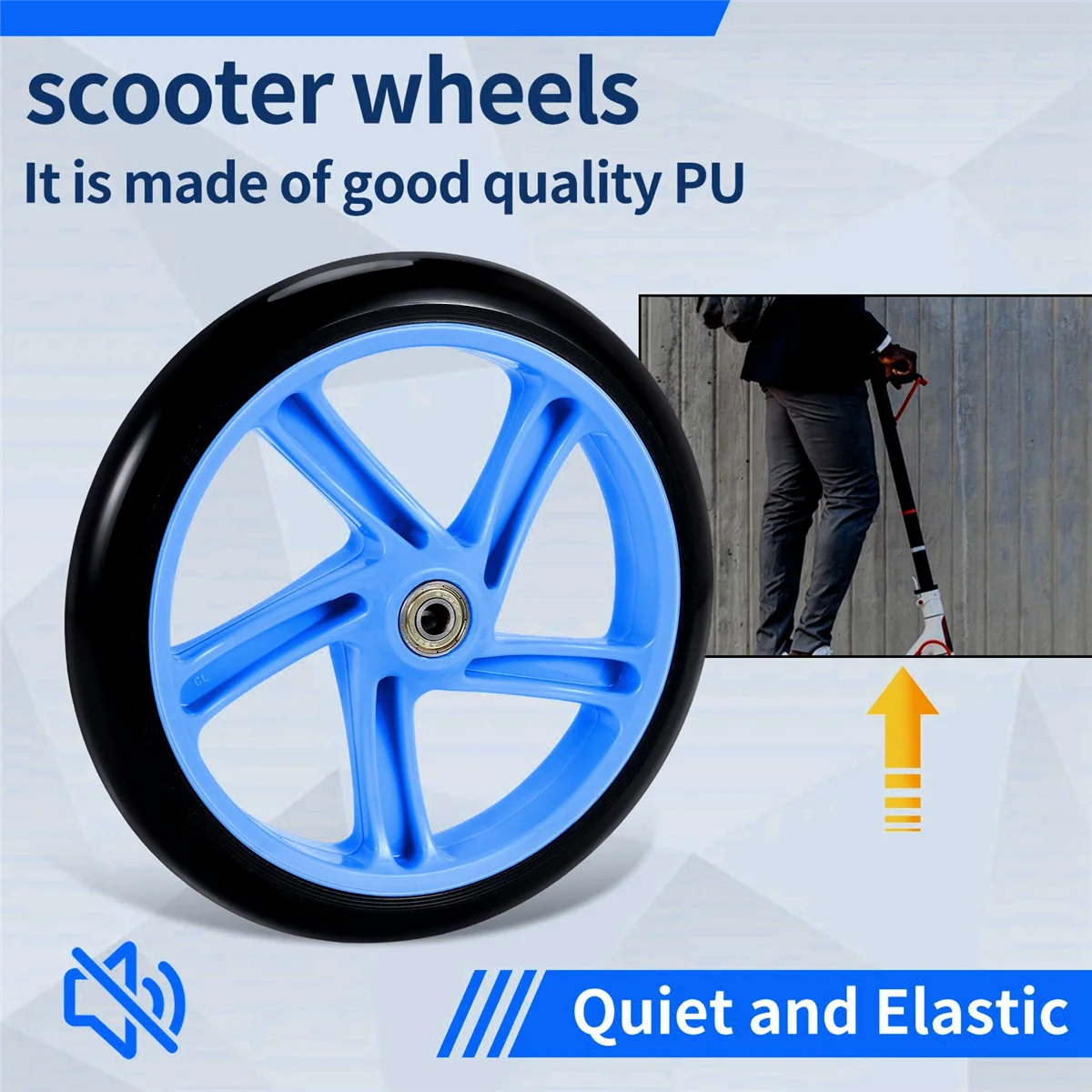 

T34C 2 Pieces Scooter Wheel 200 mm PU Material Wheel Thickness 30 mm ABEC-7 Bearing Scooter Accessories,Blue