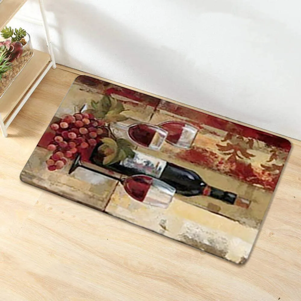 Retro red wine glass print pattern bedroom living room kitchen sanitary home decor carpet mat