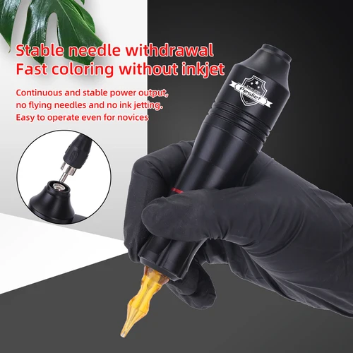 Imagen 2 del producto Kit de tatuaje inalámbrico, juego de máquina de tatuaje rotativa con 10 Uds., agujas de cartucho de tatuaje, herramientas de maquillaje permanente para tatuador