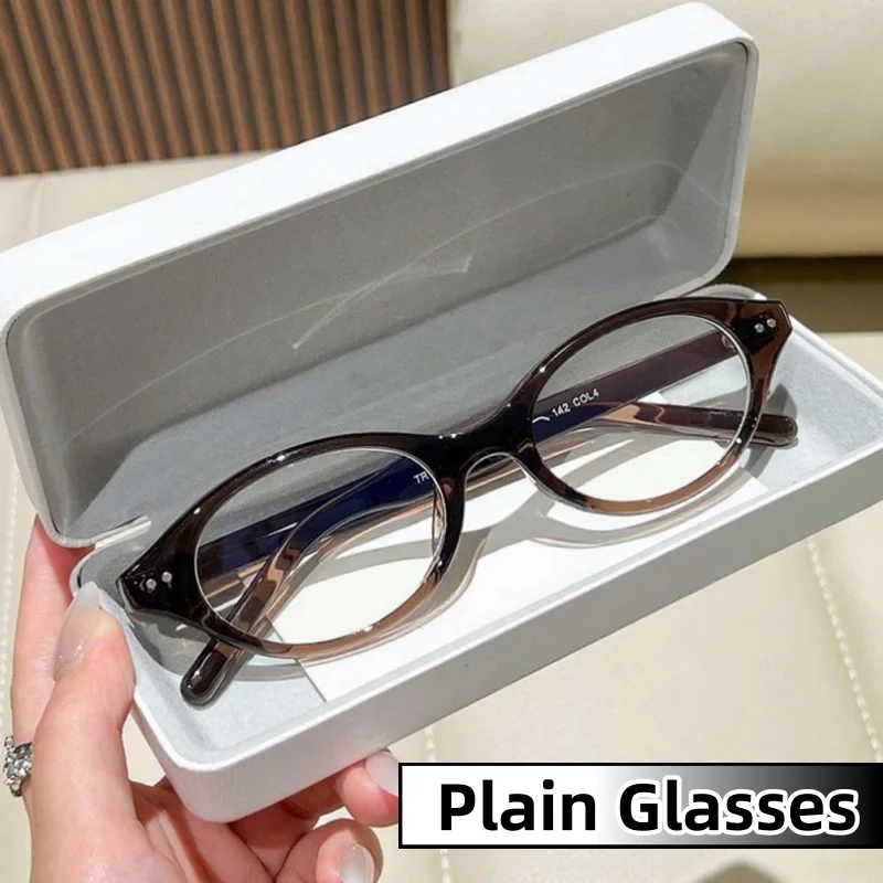

New Classic Small Elliptical Full Frame Plain Glasses Sweet Collegiate Style HD Anti Blue Light Eyeglasses Eye Protection
