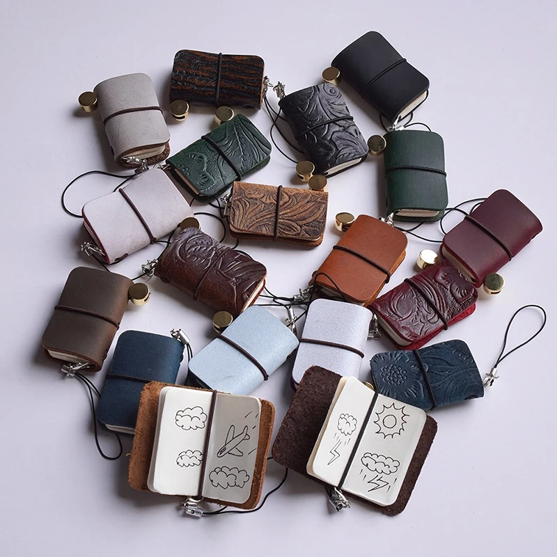 Vintage Mini Leather Pocket Notebook Creative Retro Notepad Travel Diary Planner With Keychain For Student Office Stationery