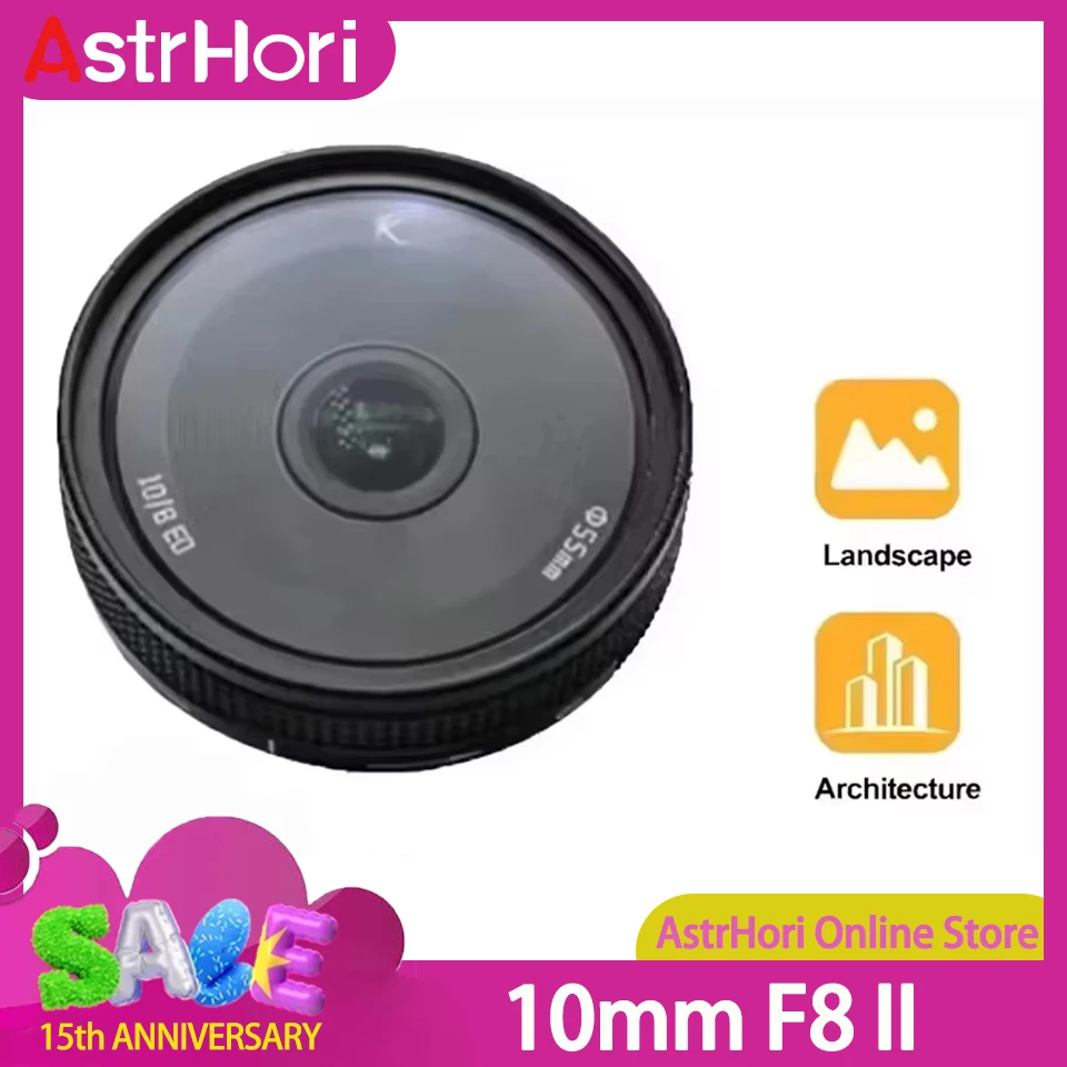 AstrHori 10mm F8 II APS-C Manual Focus Ultra Wide Angle Fisheye Lens for Sony A7III Fuji X-T10 Nikon Z 50