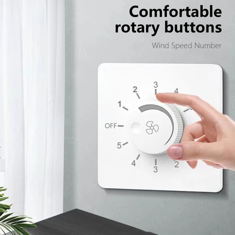 Wall Mounted Fan Regulator 5-level Speed Adjustment Switches 86 Type Concealed Design Speed Controller for Ceiling Fan