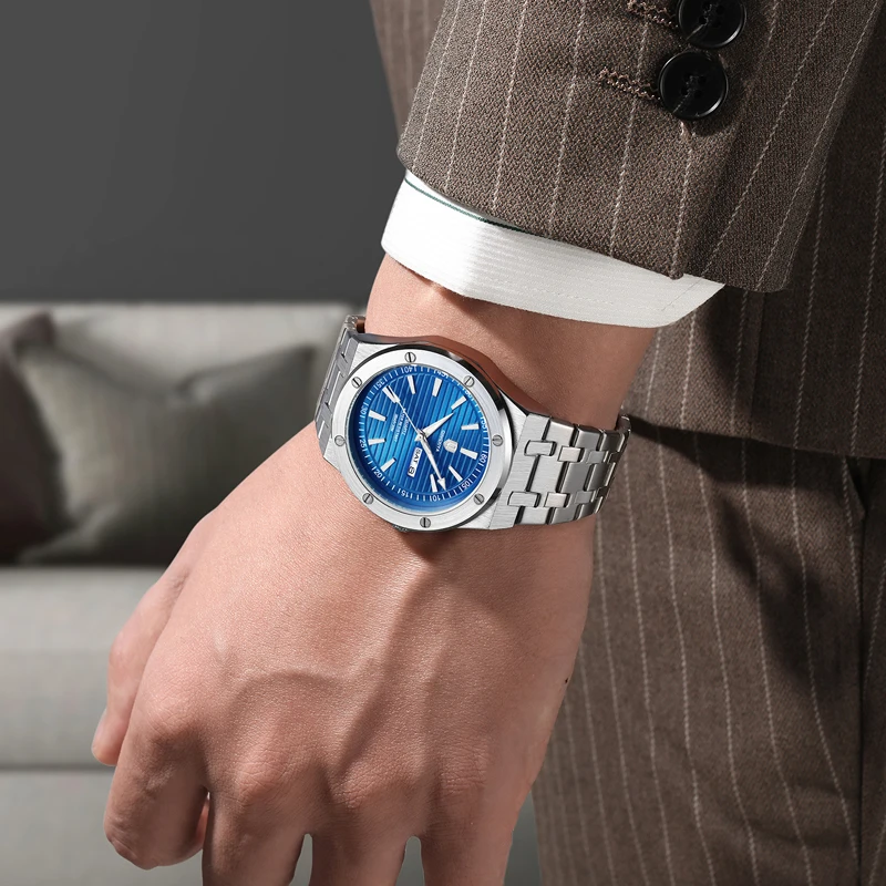 QINGXIYA Luxus Business Mann Armbanduhr Wasserdicht Leucht Datum Woche Männer Uhr Für Männer Stahl Quarz herren Uhren reloj + box