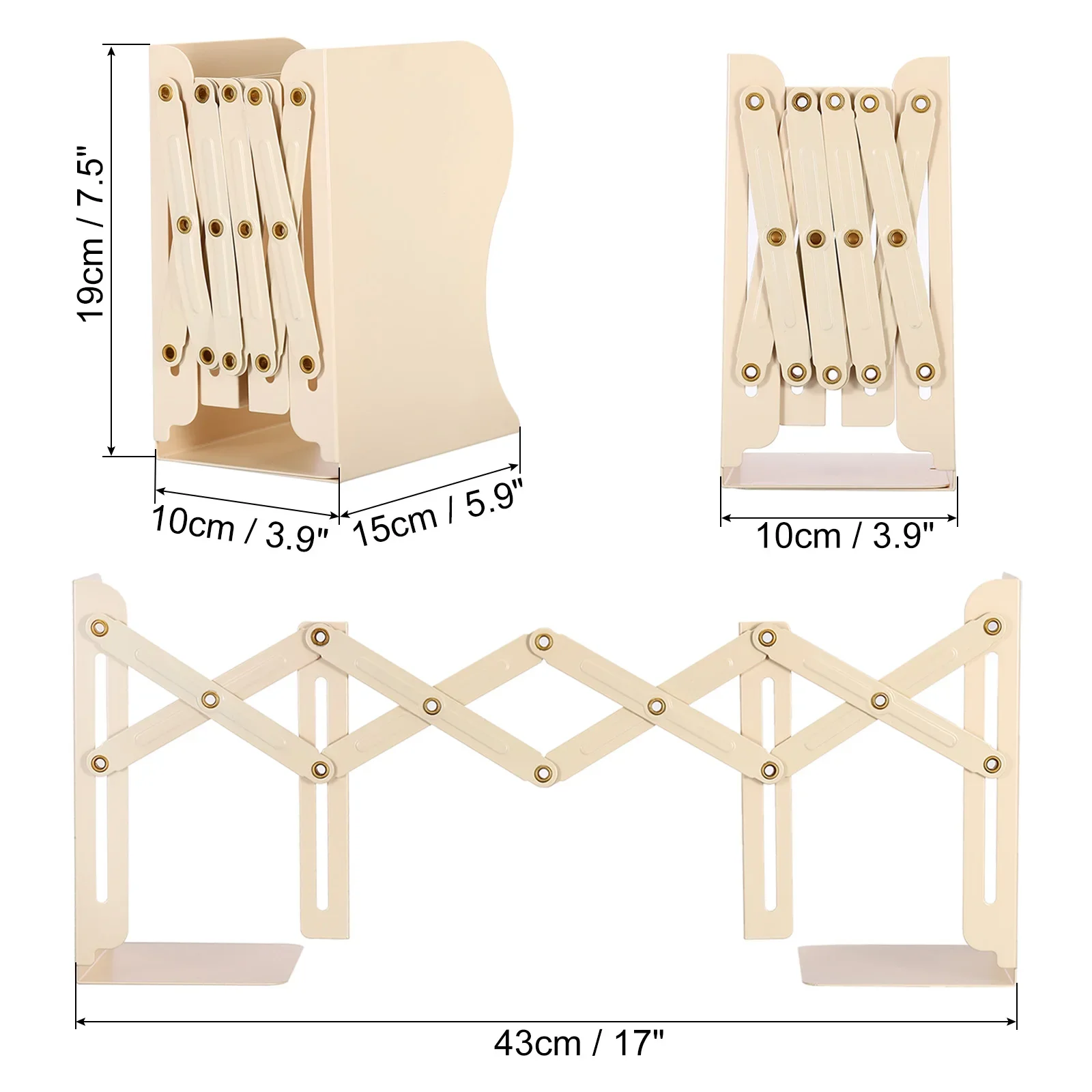 Adjustable Bookend Metal Book End for Shelves Heavy Book Expandable Magazine File Organizer Holder Retractable Bookends for Book