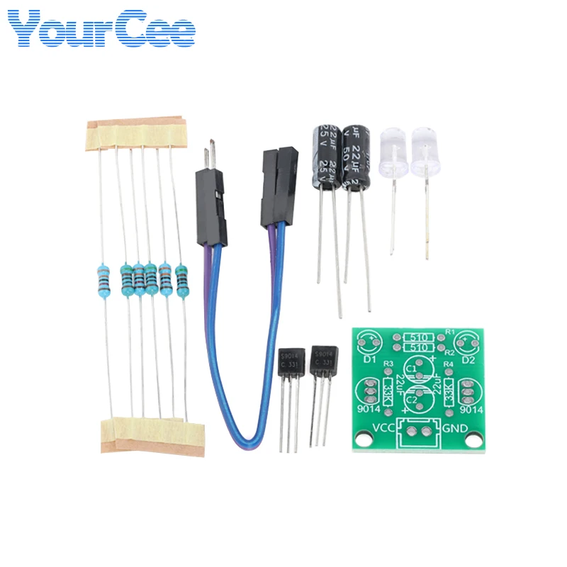 5PCS Simple Flashing Light Kit MHT11 LED Bead Flashing Kit DC 3V-14V Soldering Practice Board Kit Electronic Fun DIY Module