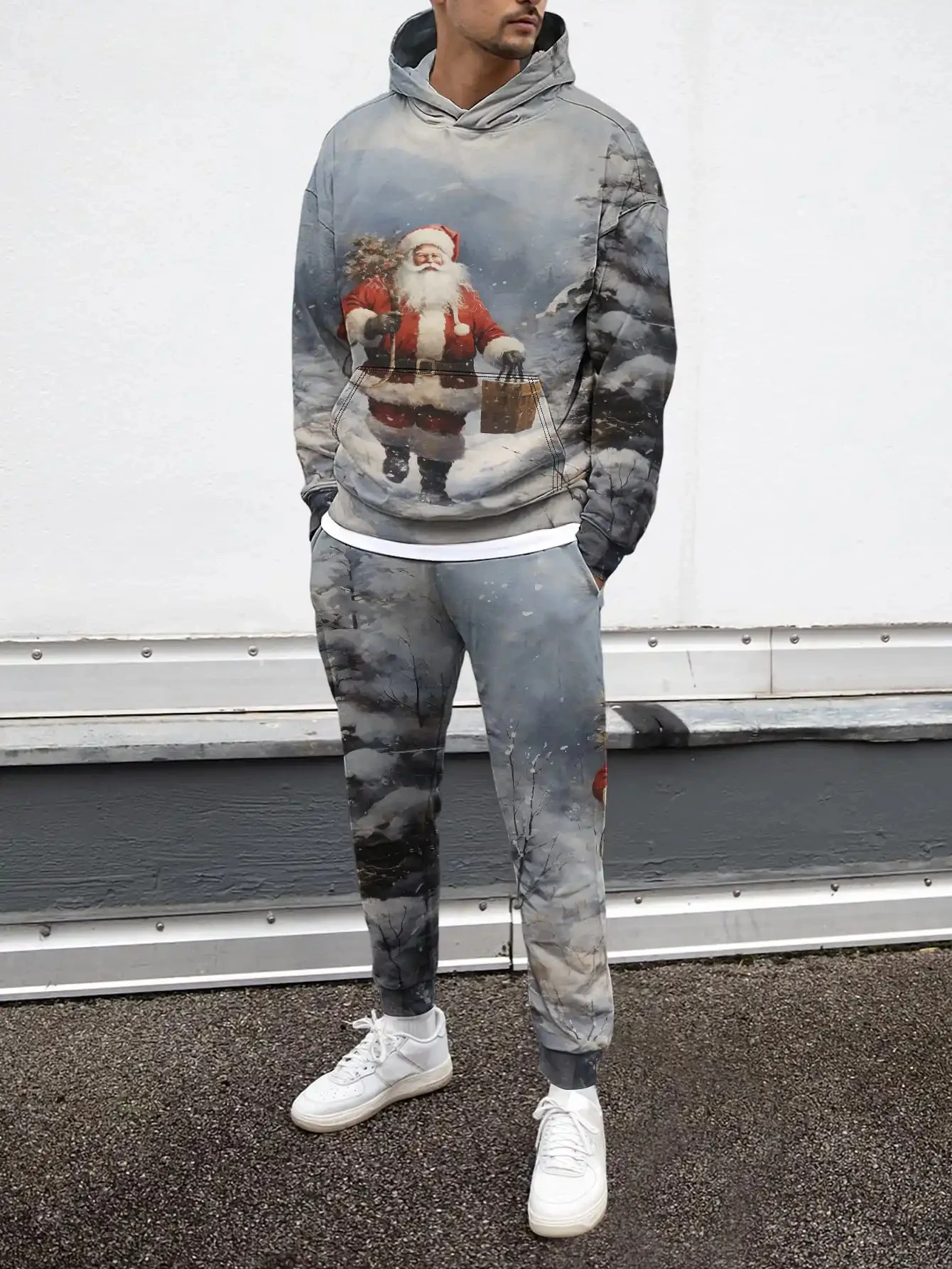 Ensemble de sweat à capuche de noël imprimé 3D pour hommes, automne hiver, fête de Festival, manches longues, ensemble deux pièces, ample, décontracté, confortable, survêtements