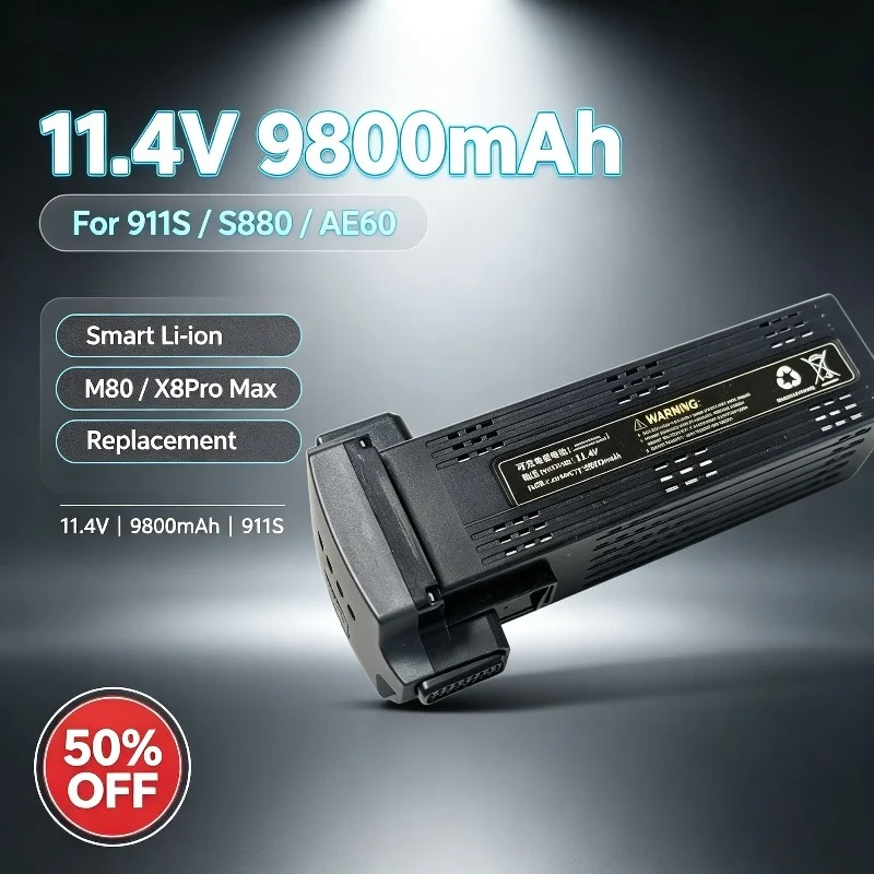 11.4V 9.8Ah Drone Battery for 911S S880 F118S M80 AE60 X8Pro Max Replacement Li-Ion Modular Spare Part