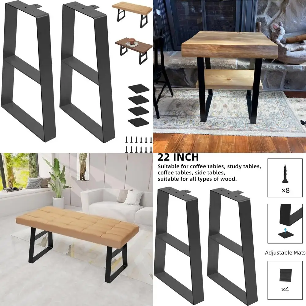 أرجل طاولة معدنية بطول 22 بوصة، أرجل طاولة قهوة شبه منحرف، مجموعة أقدام مكتب معدنية صناعية مكونة من أثاث منزلي من منتصف القرن P