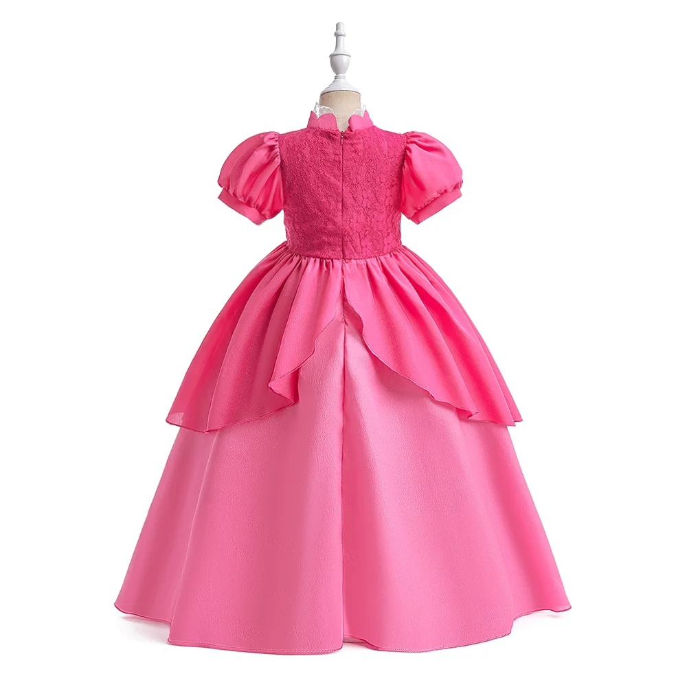 Pfirsich Prinzessin Cosplay Mädchen Kostüm Cartoon Film Rollenspiel Party Kleider für Kinder rosa Kleider Karneval Geburtstag Outfits