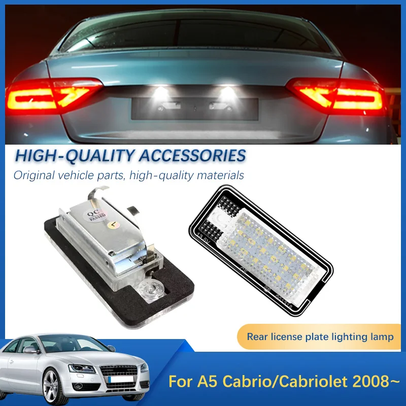 2Pcs Led License Plate Light Car Led License Plate Light For Audi A5 Cabrio 2008-2024 Auto Accessories