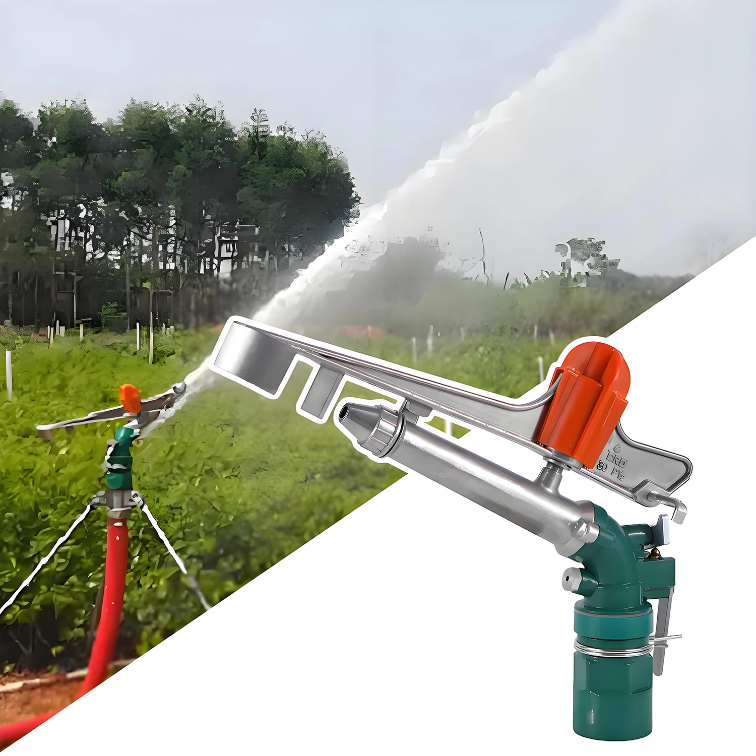 1.5 Inch Thread Sprinkler Gun Farmland Field Lawn Grassland Orchard Golf Course Irrigation Rain Gun Impact Driven Sprinkler