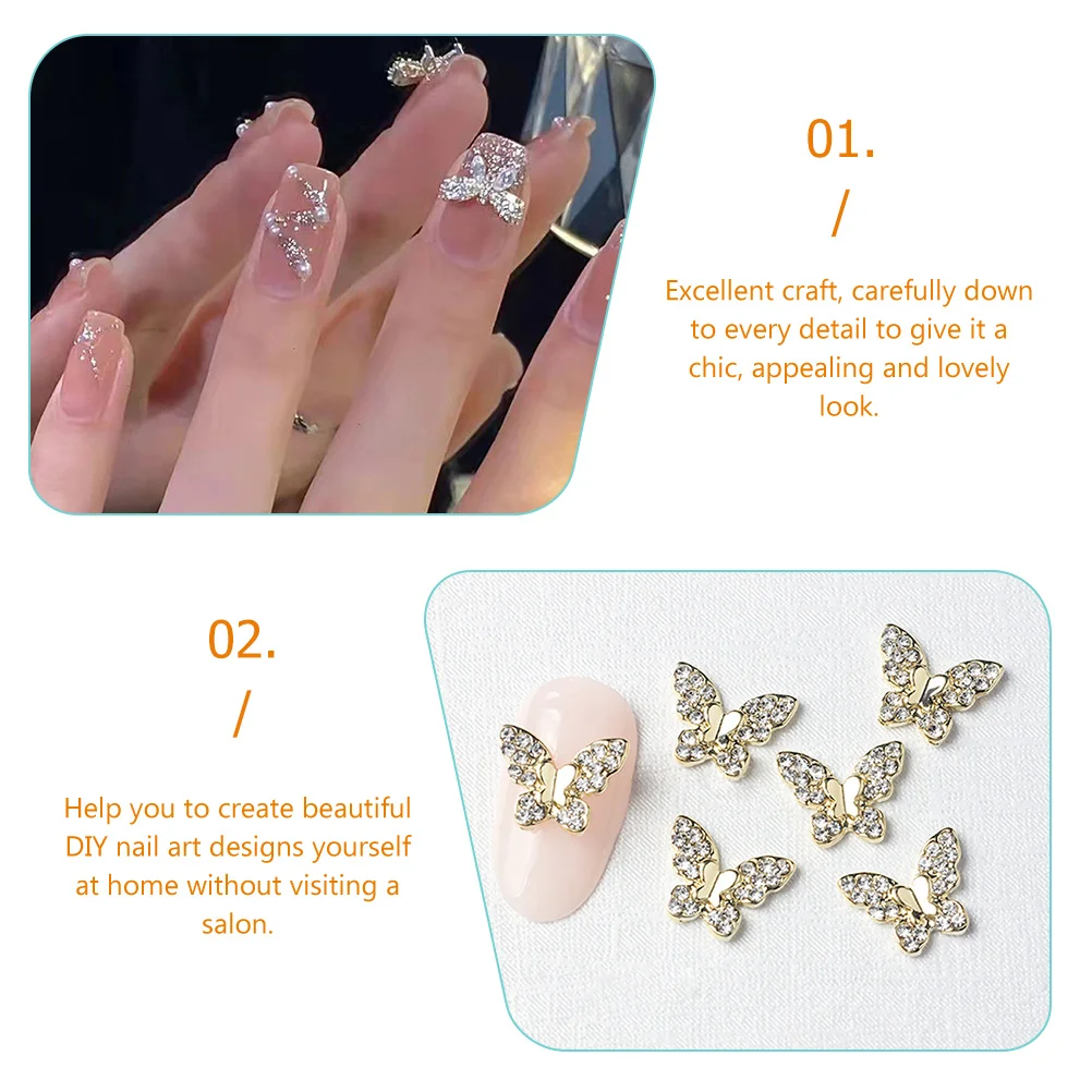 22 Pcs Nail Jewels Butterfly Rhinestones Cartoon Charms Butterflies Nails Small for