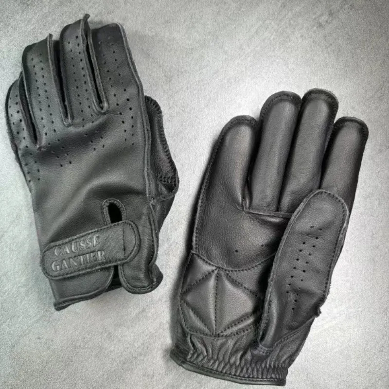 قفازات جلدية حقيقية للرجال، طبقة علوية من الجلد، ركوب الدراجات النارية، قفازات مسامية لركوب الدراجات في الهواء الطلق #4