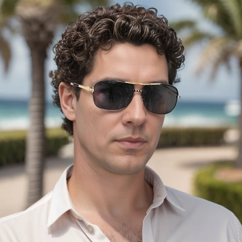 

Vintage Metal Men's Sunglasses New Fashion Designer Luxury Driving Sun glasses Man Black Gold Shades Retro Rectangle Gafas UV400