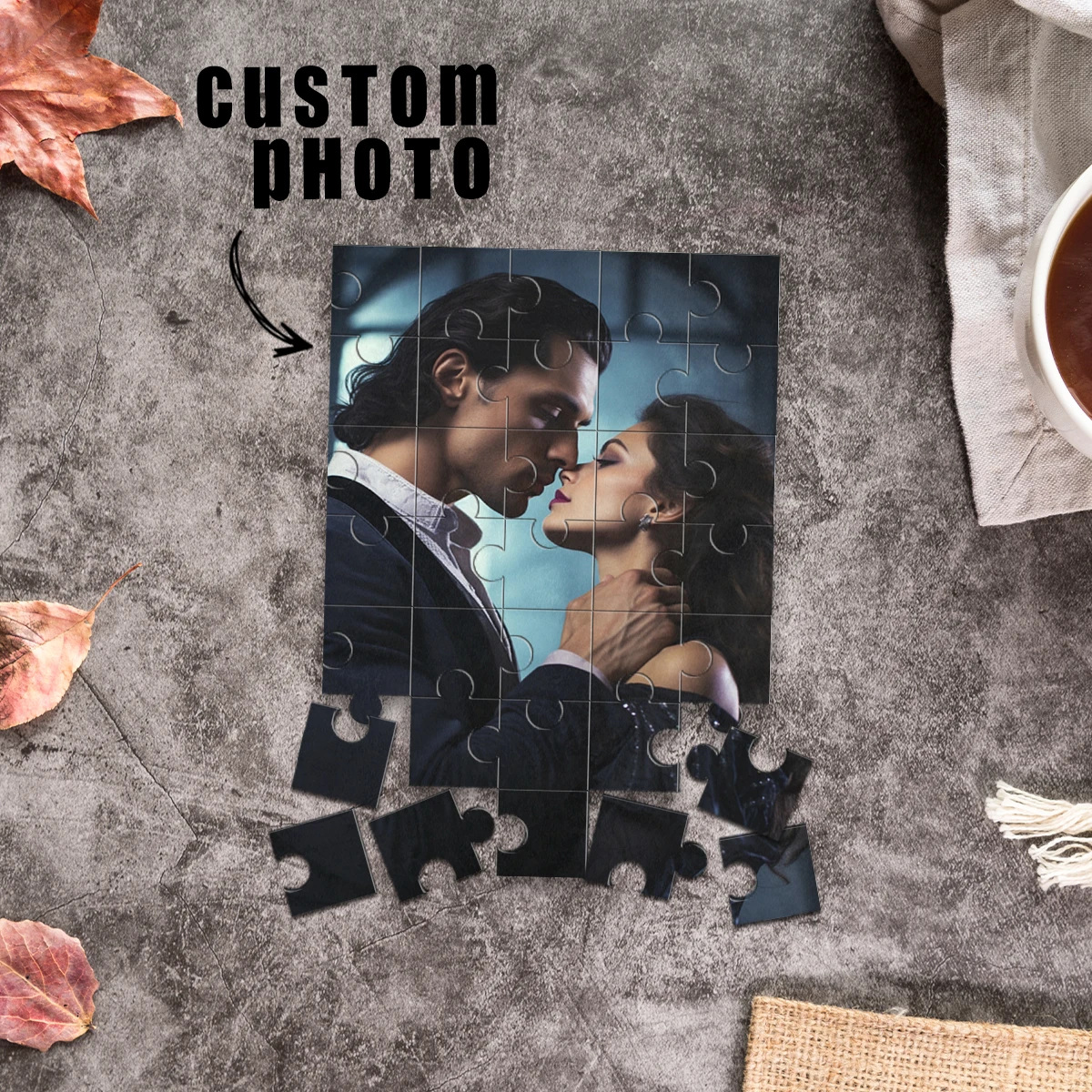 

1pc Custom Photo Single Portrait Wooden Jigsaw Puzzle,Ideal Anniversary,Wedding,Birthday,Valentine Gift For Family Friends